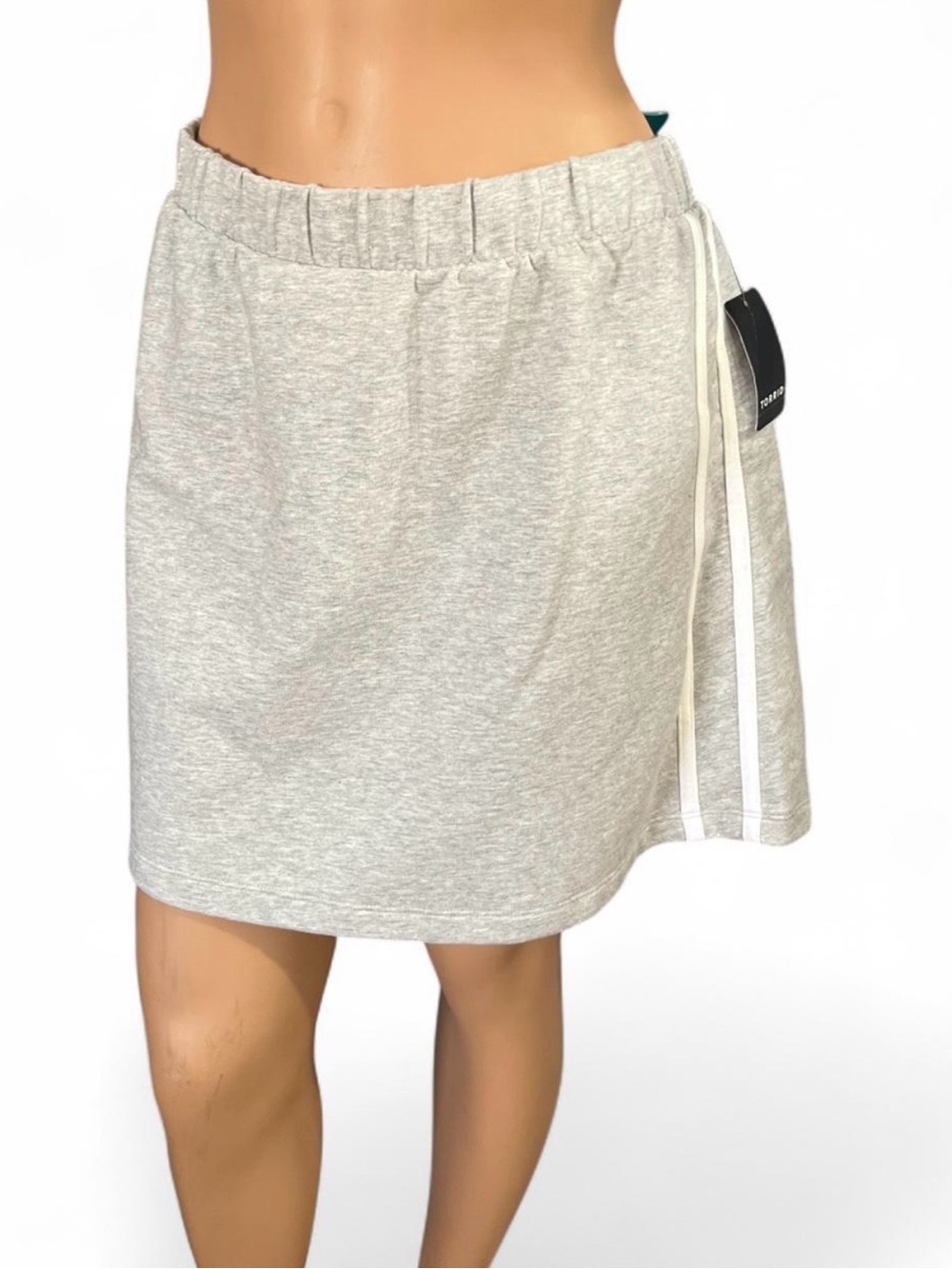 torrid Light Heather Gray Mini Skirt with White Side Stripes